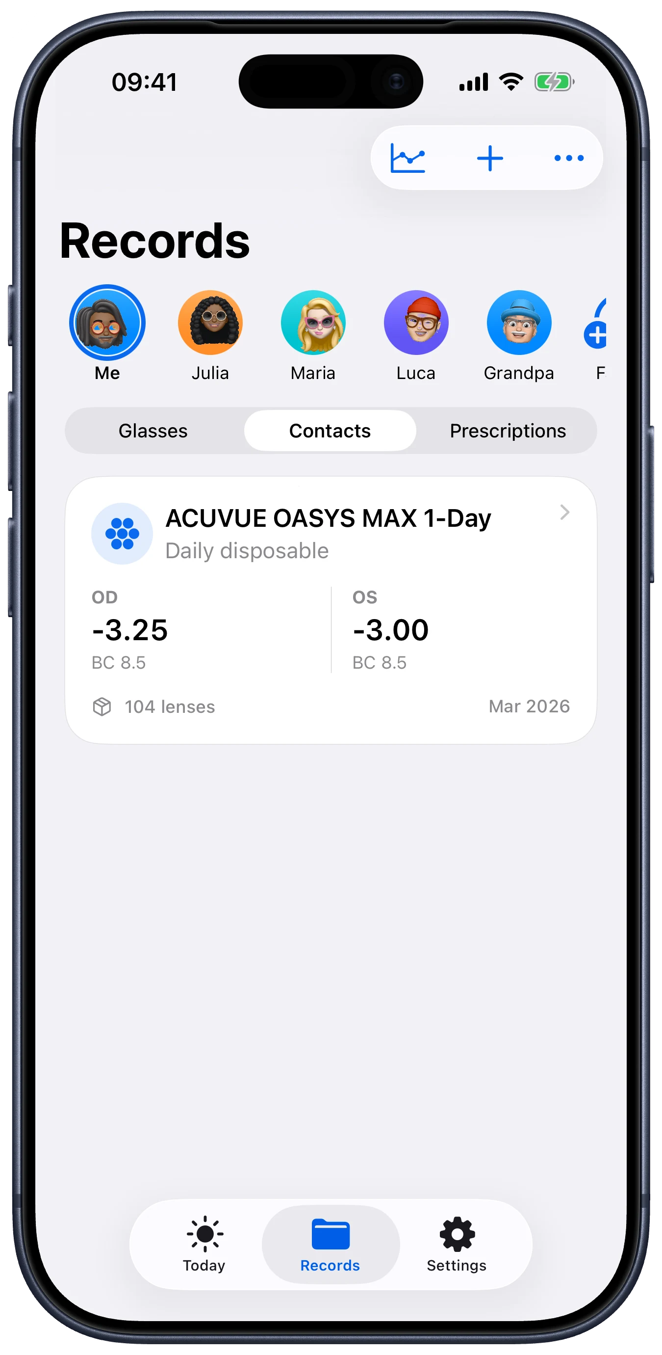 Lentes app screens